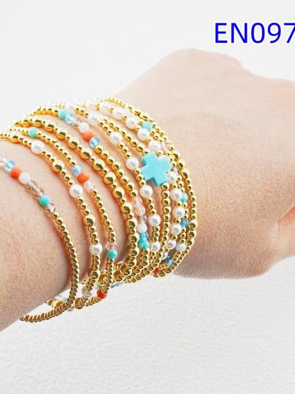 Enewton Colorful Crystal & Gold Bead Bracelet Set